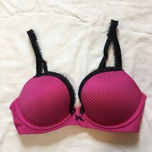 Aerie Pink and Black Polka Dot Lexi Bra, 34D